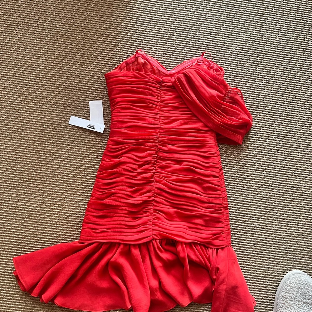 Jill Stuart Red One-Shoulder Ruched Cutout Dress - Picture 12 of 14
